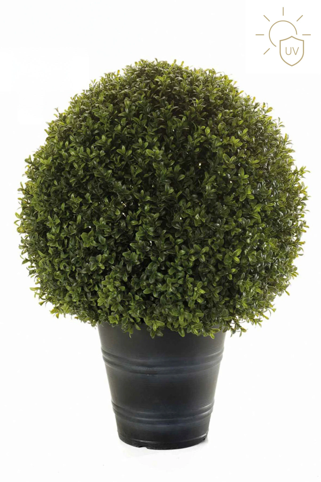 Naturtro kunstig grøn plante i elegant sort keramisk krukke til moderne boligindretning