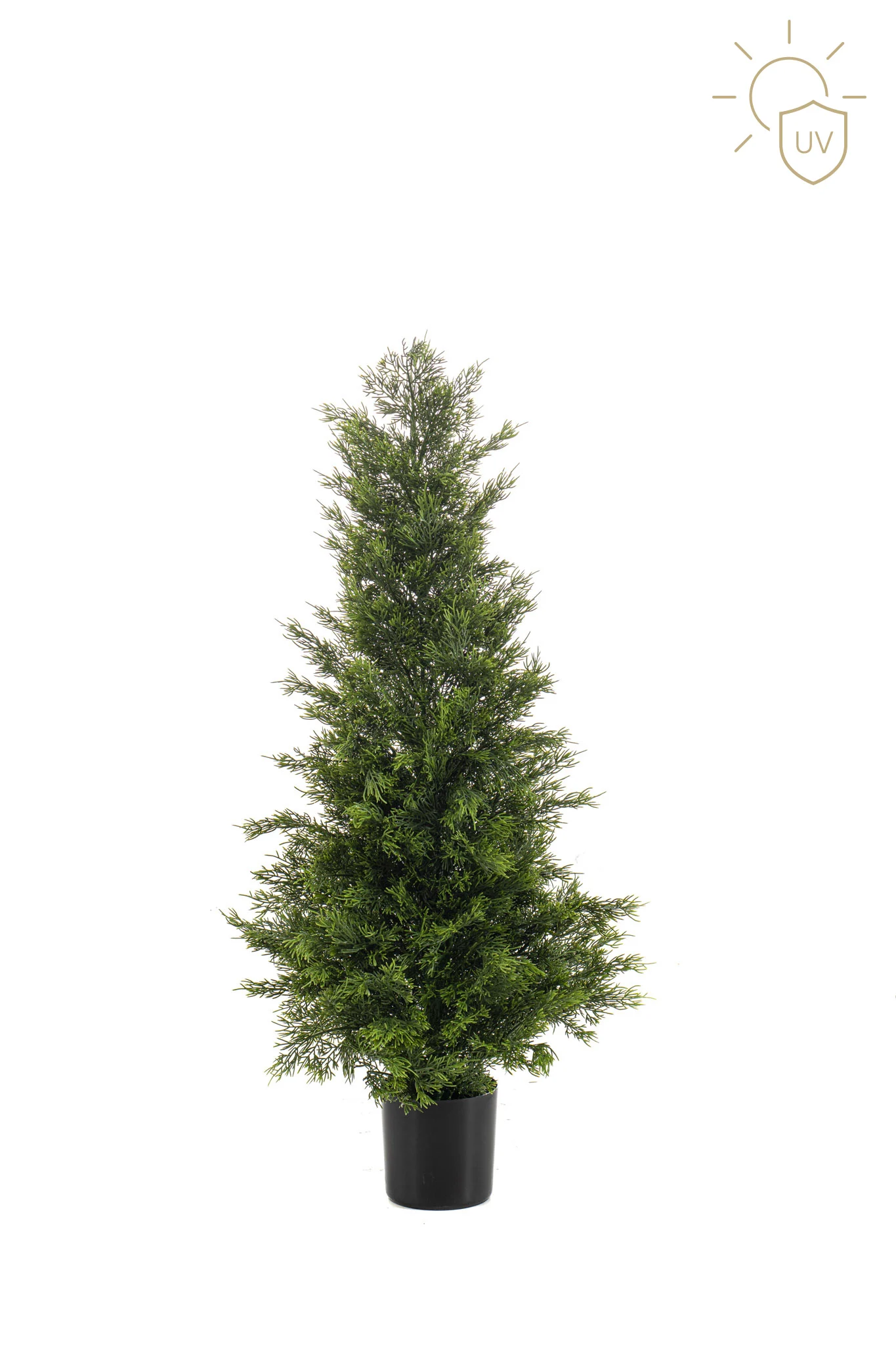 Naturtro kunstig monstera plante med store grønne blade i stilfuld sort keramisk krukke